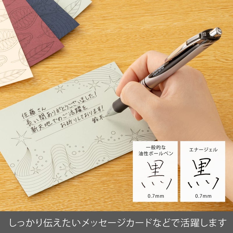 بنتل قلم حبر جاف انيرجيل من بنتل BL77-A، 0.7 اسود، 10 قطع - Image 2